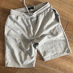 Anchor Print Gray Athletic Shorts for Men